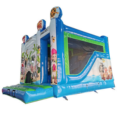 Cor personalizada Comércio de PVC Pirata tema inflável Castelo salto com deslizamento seco