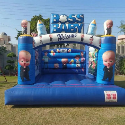 Blower Boss Baby Theme Inflável Jumping Castle Bouncer Carinhosos Trampolim de desenhos animados Azul
