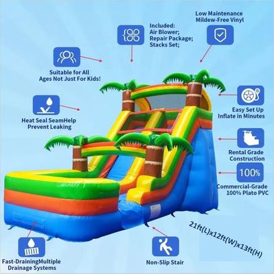 Aluguel comercial de escorrega de água inflável com piscina e sopro 5-10 passageiros permitidos