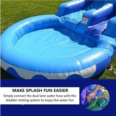Slide de água inflável com piscina de água do oceano azul e soprador incluído