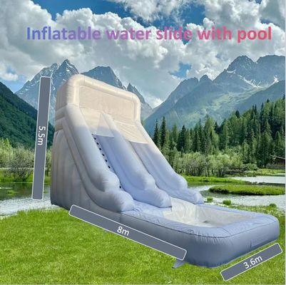 Aluguel comercial de interior Slide de água inflável com piscina no verão Diversão de cor pura