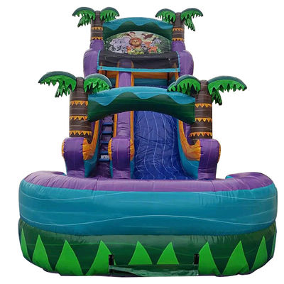 Castelo inflável da floresta tropical com escorrega e escorrega de piscina