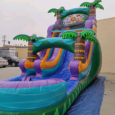 Castelo inflável da floresta tropical com escorrega e escorrega de piscina
