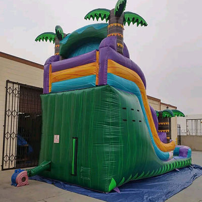 Castelo inflável da floresta tropical com escorrega e escorrega de piscina