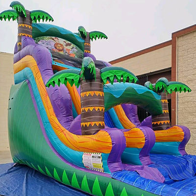 Castelo inflável da floresta tropical com escorrega e escorrega de piscina