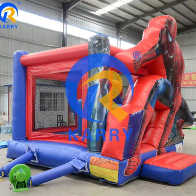 Spiderman Castle Slide Combo com piscina no parque de diversões comercial inflável