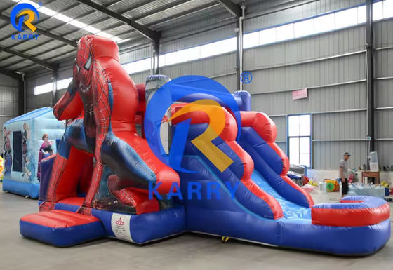 Spiderman Castle Slide Combo com piscina no parque de diversões comercial inflável