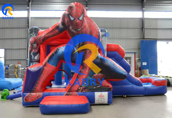 Spiderman Castle Slide Combo com piscina no parque de diversões comercial inflável