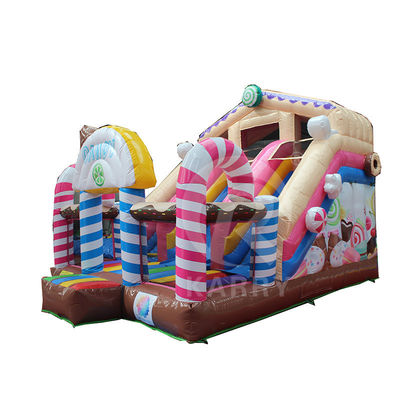 Festa inflável de segurança com slide Commercial Candy House tema duplo combo de slide