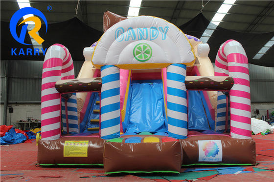 Festa inflável de segurança com slide Commercial Candy House tema duplo combo de slide