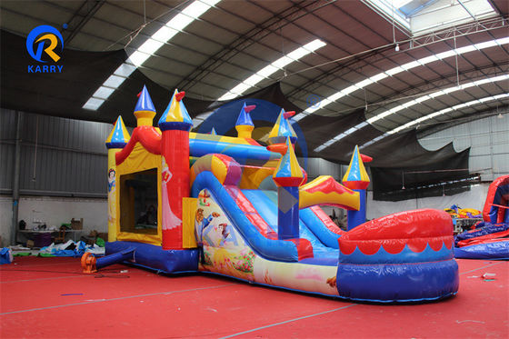 PVC inflável casa de salto deslizamento de água combo para festa princesa unisex jardim de diversão