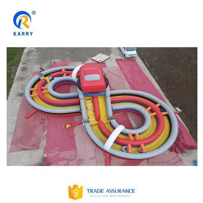 Pista de obstáculos inflável competitiva de equipe com kit de deslizamento e reparação incluído
