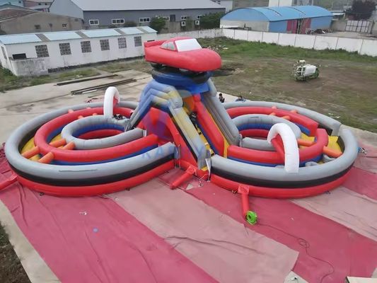 Pista de obstáculos inflável competitiva de equipe com kit de deslizamento e reparação incluído