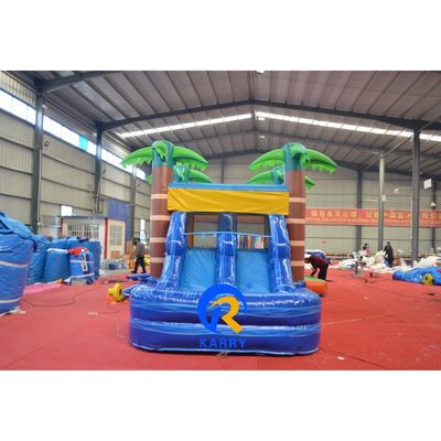 8x4m Casa de salto de palmeira de coco inflável personalizada com combinação de escorrega e piscina