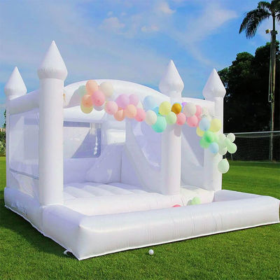 Casa ou Negócios Castelo inflável branco Trampolim de salto com opções personalizáveis