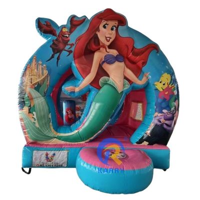 Aluguer de festas Casa de salto inflável de PVC essencial com tema de sereia e sopro