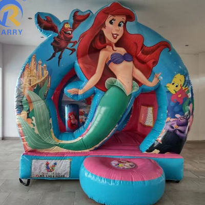 Aluguer de festas Casa de salto inflável de PVC essencial com tema de sereia e sopro