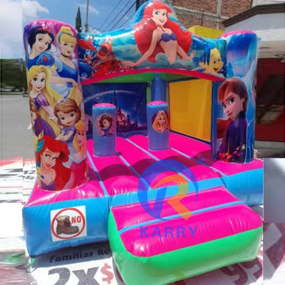 Aluguer de festas Casa de salto inflável de PVC essencial com tema de sereia e sopro