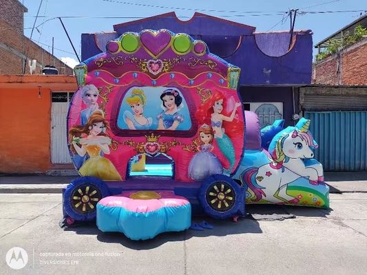 Aluguer de festas Casa de salto inflável de PVC essencial com tema de sereia e sopro
