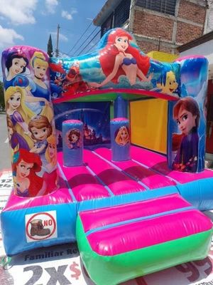 Aluguer de festas Casa de salto inflável de PVC essencial com tema de sereia e sopro