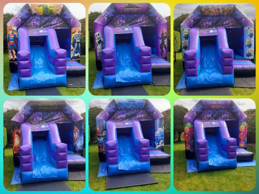 Castelo de salto para crianças com deslizamento e design inflável