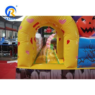 Popular Castelo Halloween Castelo Bruxa Casa de salto inflável com deslizamento e sopro de ar