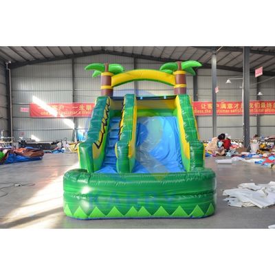 6*3 Tamanhos opcionais Fun Green Palm Tree Inflável Water Slide Combo Casa de salto com piscina