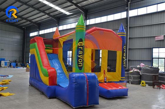 Casa de salto de lápis de cor inflável equipada com ventilador e design personalizável