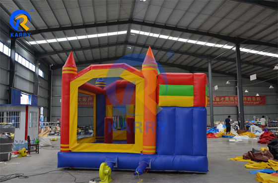 Casa de salto de lápis de cor inflável equipada com ventilador e design personalizável
