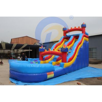 Indoor Red and Blue Kids Water Park Slide inflável de jogos com logotipo de impressão digital