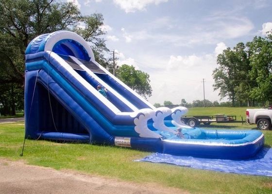 Slide de água inflável de PVC azul com piscina Karry Tropical Jumping Bouncy Castle