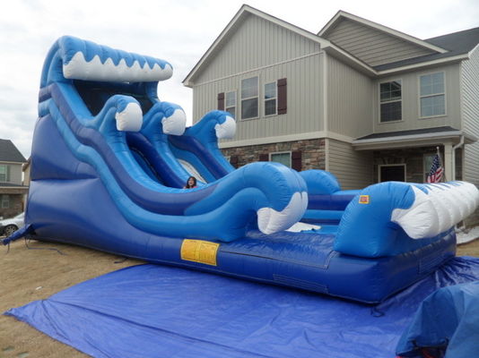 Slide de água inflável de PVC azul com piscina Karry Tropical Jumping Bouncy Castle