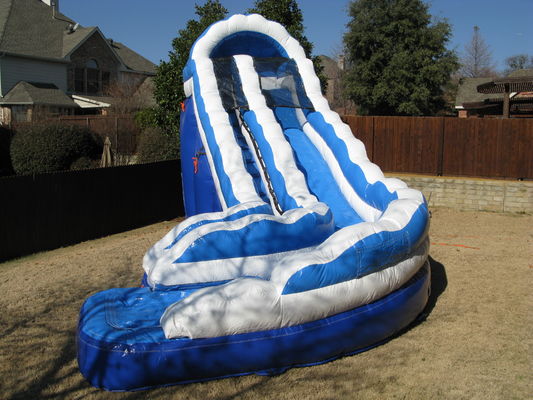 Slide de água inflável de PVC azul com piscina Karry Tropical Jumping Bouncy Castle