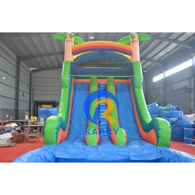 Combinação de castelo de salto de cores grandes com impressão digital de piscina e deslizamento íngreme