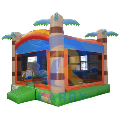 Casa inflável para crianças com cama de trampolim de palmeira personalizável