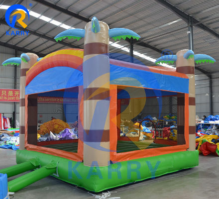 Casa inflável para crianças com cama de trampolim de palmeira personalizável
