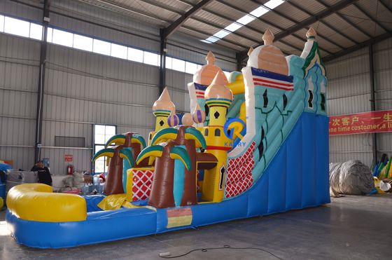 Slides de água infláveis comerciais com tema do castelo da princesa