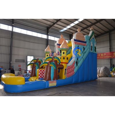 Slides de água infláveis comerciais com tema do castelo da princesa