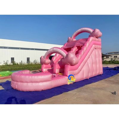 Unisex Mega Rosa Slide Inflavel de Água com piscina de água e casa de salto Combinação All-In-One