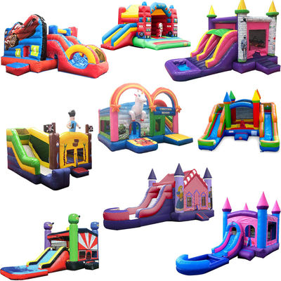 Unisex Mega Rosa Slide Inflavel de Água com piscina de água e casa de salto Combinação All-In-One