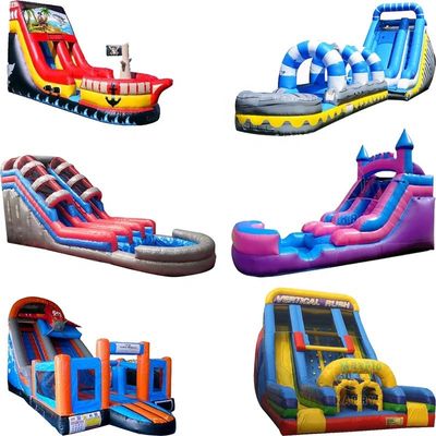 Ocasião Comercial PVC Área Preenchida de Água Pára-quedas Inflável Slide de Água com piscina