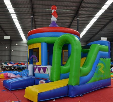PORTABLE Castelo de PVC cilindrico com deslizamento lateral e cúpula inflável A melhor experiência de festa