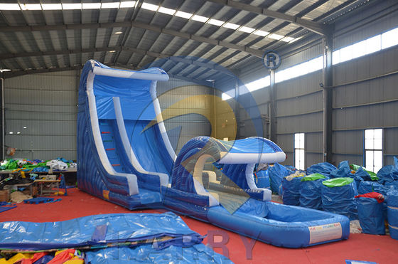 Shopping Mall Ocasião Grande escorrega de água inflável com piscina e longa pista de escorrega