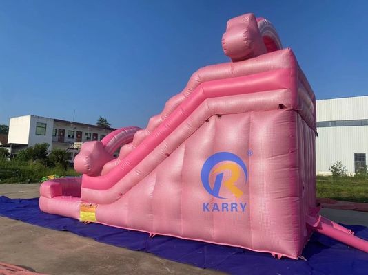 Slide de água inflável rosa comercial para adultos para diversão ao ar livre