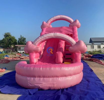 Slide de água inflável rosa comercial para adultos para diversão ao ar livre