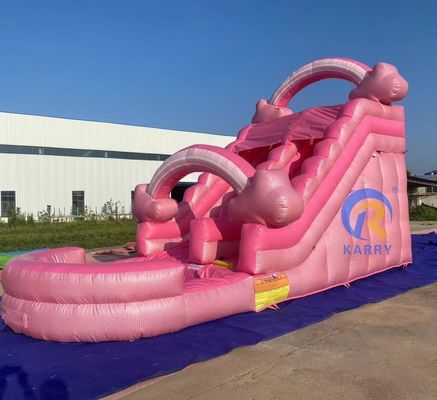 Slide de água inflável rosa comercial para adultos para diversão ao ar livre
