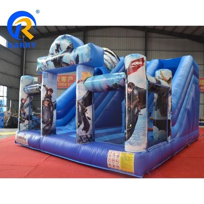 Parque de Jogos ao Ar Livre PVC de qualidade comercial Como Treinar o Seu Dragão Bouncer Inflável com 2 Jogos de Slides