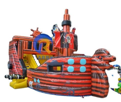 Fácil de configurar navio pirata casa de salto inflável para brincar ao ar livre das crianças