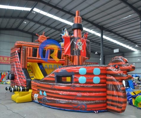 Fácil de configurar navio pirata casa de salto inflável para brincar ao ar livre das crianças