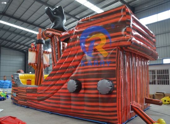 Fácil de configurar navio pirata casa de salto inflável para brincar ao ar livre das crianças